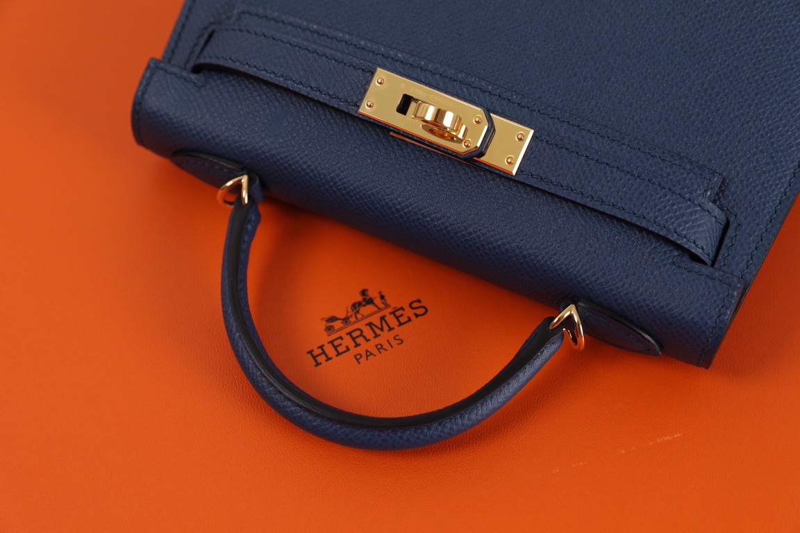 에르메스 미니 켈리백 미드나잇블루 금장 앱송